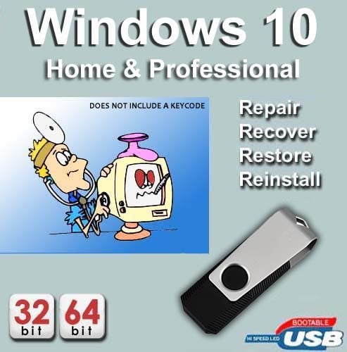 Windows 10 Home/Professional 32/64 bit-USB